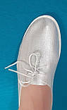 Мокасини сліпони легкі еко шкіряні сріблясті на дівчинку жіночі 35 36, фото 3