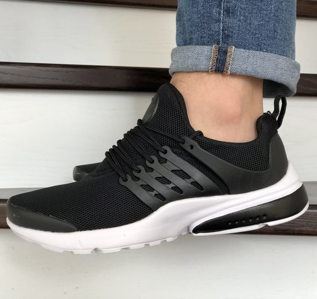 Чоловічі кросівки Presto сіточка стильні молодіжні Nike Presto чорні білі
