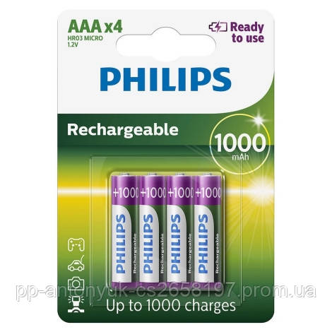 Акумулятор Philips Recharge AAA 1000 мА·год 4 шт