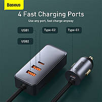Автомобільний зарядний пристрій Baseus Share Together PPS 2U+2C Gray 120 w, фото 3