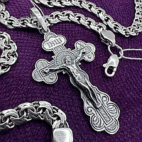 Серебряная цепочка с крестом на шею Серебро 925 пробы цепь крест