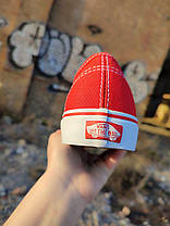 Кеды Vans Authentic RED оригинал унисекс КРАСНЫЕ на белой подошве криперы кроссовки, фото 5