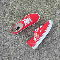 Кеди жіночі Vans Authentic RED оригінал унісекс КРАСНІ на білій підошві кріпери кросівки, фото 3