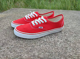 Кеди жіночі Vans Authentic RED оригінал унісекс КРАСНІ на білій підошві кріпери кросівки, фото 6