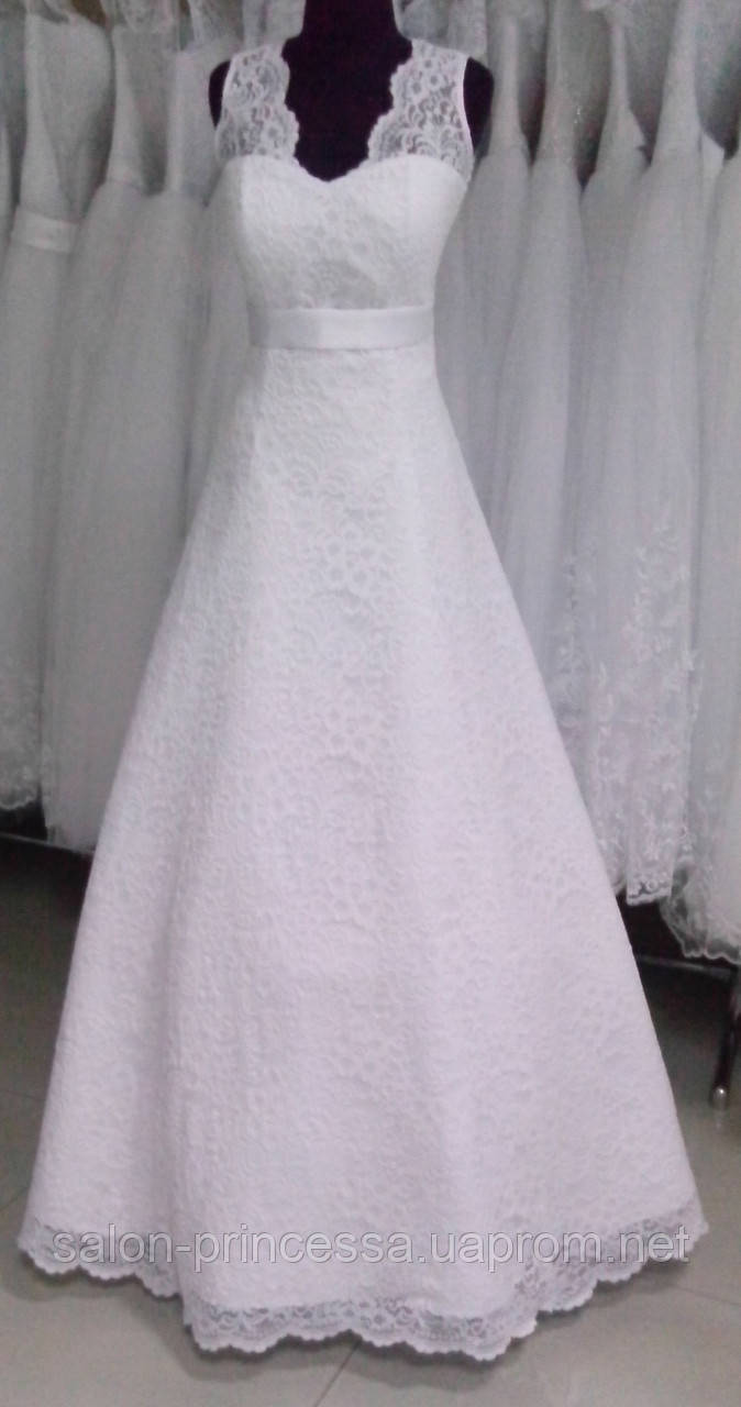 Свадебное гипюровое платье с брителями и бантом - фото 2 - id-p304408469