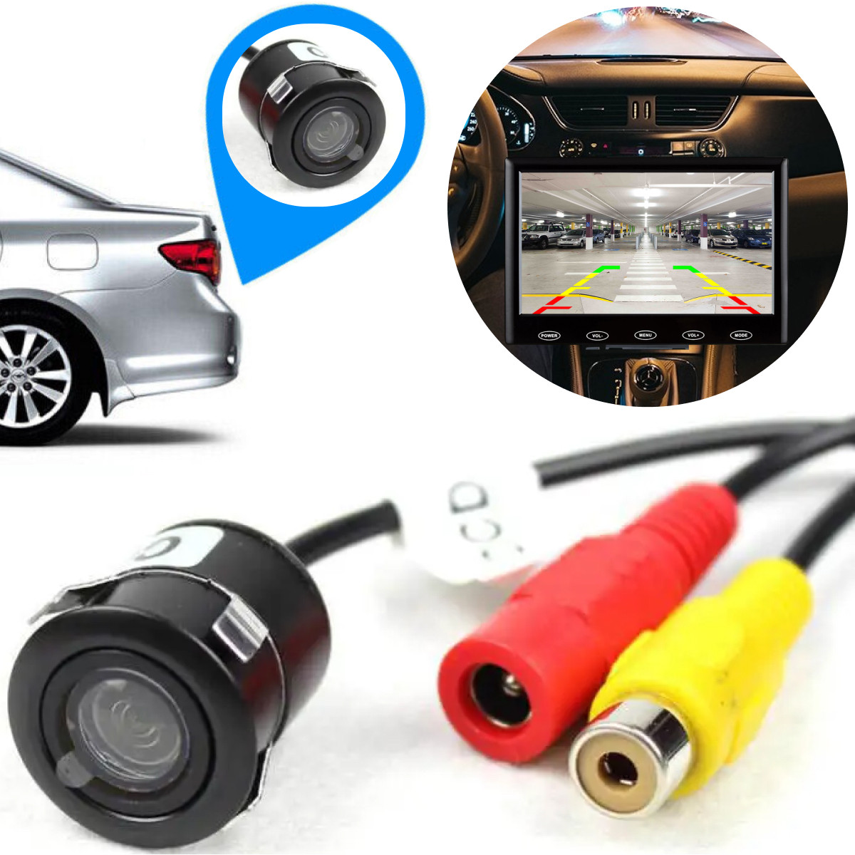 Врізна камера заднього виду для автомобіля CAR CAM 185L / Універсальна автомобільна камера, фото 1