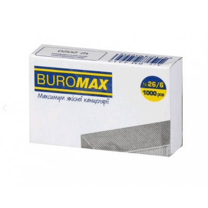 Скоби до степлера BUROMAX 4413 (№26/6) 1000шт ЛЮКС (1/10/100), фото 1