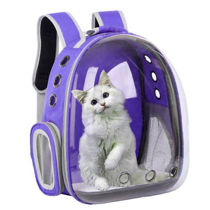 Прозорий рюкзак для перенесення тварин Pet Cat для котів та собак Purple УЦІНКА, фото 1
