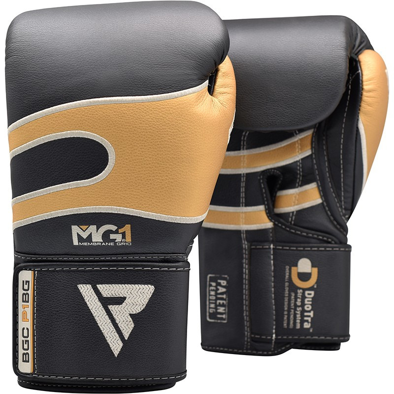 Боксерські рукавички RDX Leather Black Gold 16 ун.