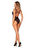 Бодістокінг з вирізами Obsessive B138 teddy S/M/L, black, з доступом, фото 3