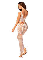 Сітчастий бодістокінг з імітацією топа і шорт Obsessive Bodystocking G330 XL/XXL, white, з доступом, фото 3