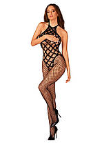 Сітчастий бодістокінг з імітацією боді Obsessive Bodystocking G332 S/M/L, black, з доступом, фото 4
