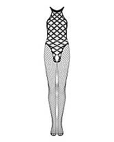 Сітчастий бодістокінг з імітацією боді Obsessive Bodystocking G332 S/M/L, black, з доступом, фото 6