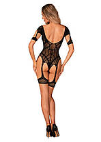 (SALE) Нейлоновий бодистокінг з імітацією гартер Obsessive Bodystocking G334 S/M/L, black, з доступом, фото 3