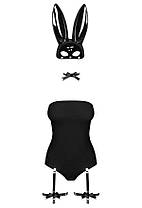 (SALE) Еротичний костюм кролика Obsessive Bunny costume S/M, black, боді, чокер, гартери, панчохи, маска, фото 5