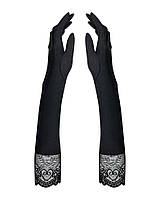 Высокие перчатки с камнями и кружевом Obsessive Miamor gloves, black