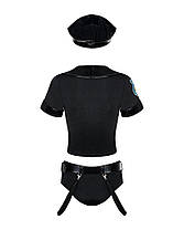 Еротичний костюм поліцейського Obsessive Police set S/M, black, топ, шорти, кепка, пояс, портупея, фото 5