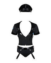 Еротичний костюм поліцейського Obsessive Police set S/M, black, топ, шорти, кепка, пояс, портупея, фото 6