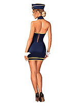 Еротичний костюм стюардеси Obsessive Stewardess uniform XS/S, blue, плаття, пілотка, шарф, манжет, фото 3