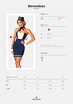 Еротичний костюм стюардеси Obsessive Stewardess uniform XS/S, blue, плаття, пілотка, шарф, манжет, фото 5