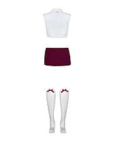 Еротичний костюм студентки Obsessive Student 4 pcs costume S/M, топ, спідниця, стрінги, гольфи, фото 6
