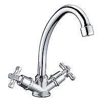 Змішувач для кухні (умивальника) Zerix JIK двохвентельний керамічні кран-букси БЕЗ ШЛАНГІВ