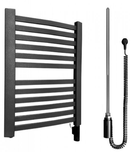 Чорна глянцева рушникосушка з ТЕНом графіт 500х700 Instal Project RETTO RET-50/70C12, фото 1