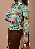 Блуза жіноча бірюзова з малюнком П420