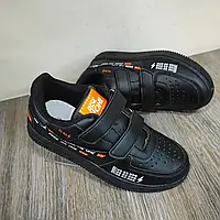 Кроссовки детские черные в стиле бренда на липучках р.34,35