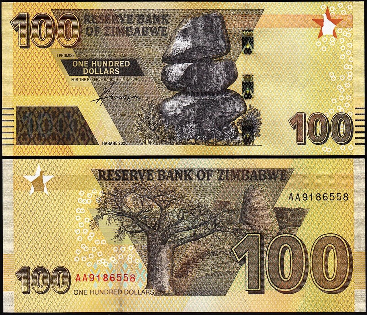 Зимбабве / Zimbabwe 100 Dollars 2020(2022) Pick NEW UNC