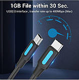 Кабель Vention Type-C Mini USB для зарядки та передачі даних 480Mbps 2 м Чорний COWBH, фото 3