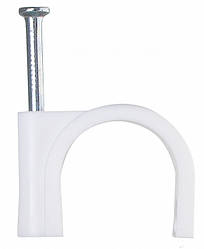 Скоба для кріплення кабелю біла кругла CHR-7 мм (100 шт.), АСКО