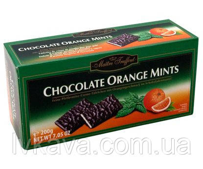 Чорний шоколад Chocolade Orange Mints Maitre Truffout, 200 г