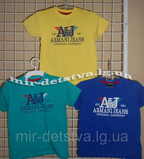 Брендові футболки для малюків "Армані" ТМ Wanex, Туреччина р. 68-98см (жовтий, гірчичний, бірюза)