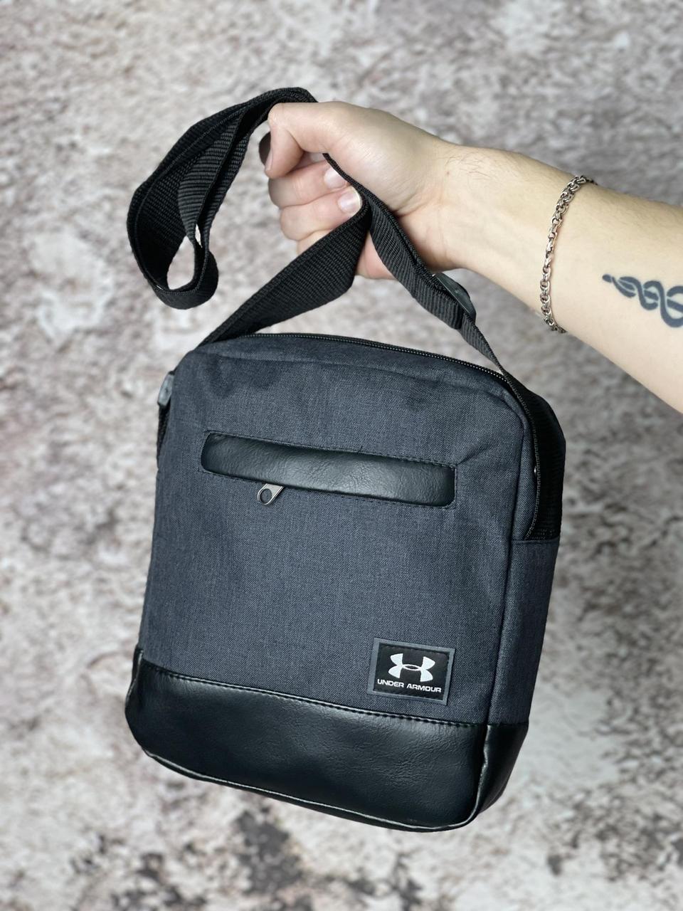 Сумка чоловіча через плече under armour uniq темно-сіра барсетка невелика андер армор месенджер тканинний