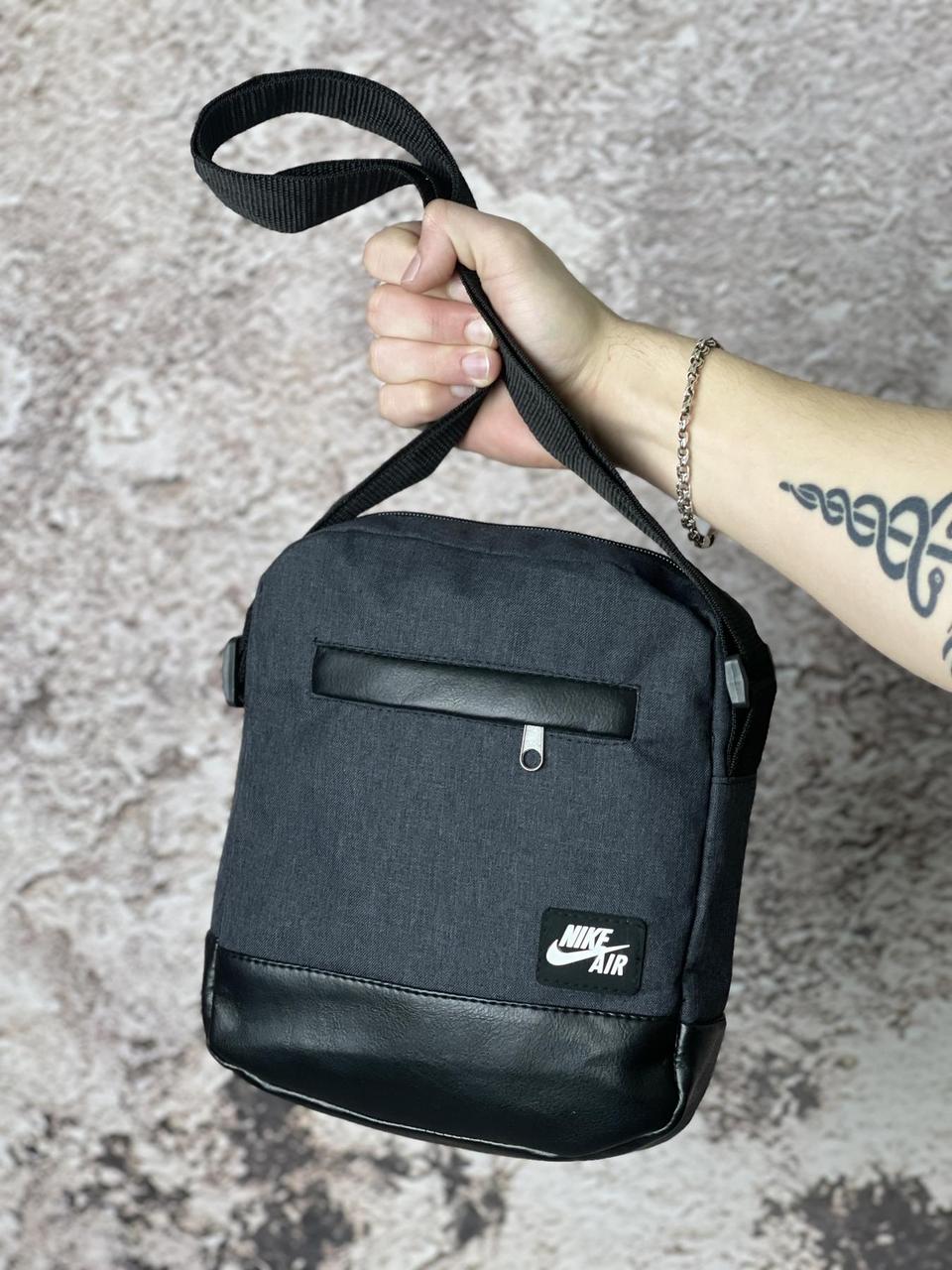 Сумка чоловіча через плече Nike Air uniq темно-сіра барсетка невелика найк месенджер тканинний