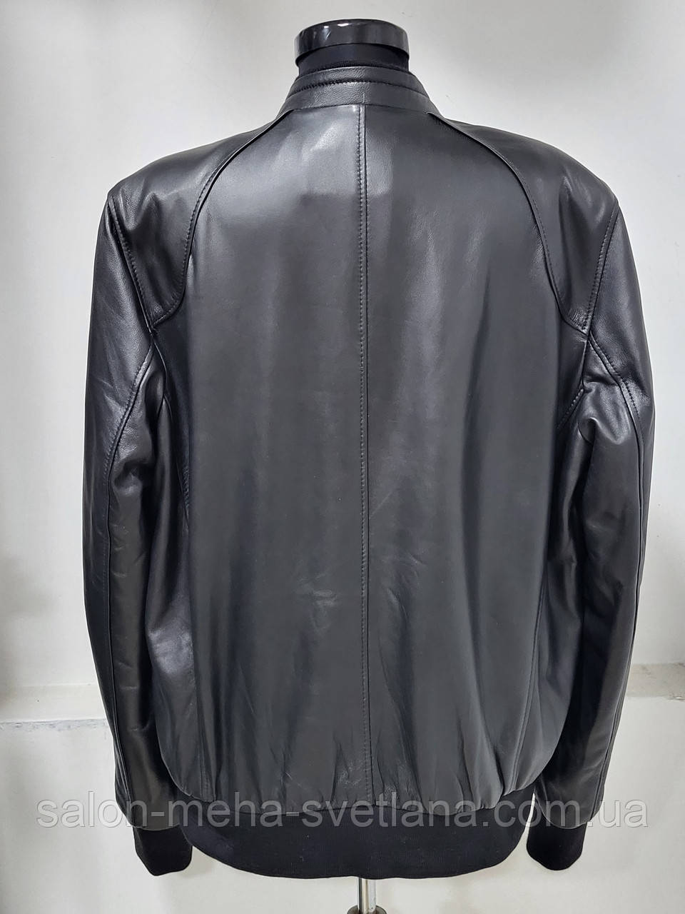 Куртка мужская чёрного цвета из натуральной кожи под резинку цвет-чёрный длина 65см 44р 46р 48р 50р 52р 54р - фото 2 - id-p1804032072