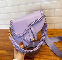Необычная женская мини сумочка клатч на плечо, яркая маленькая сумка бананка эко кожа Фиолетовый