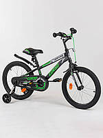 Детский двухколесный велосипед 18" дюймов цвет черно-салатовый ЦБ-00213412