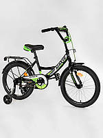 Детский двухколесный велосипед 18" дюймов цвет черно-салатовый ЦБ-00213414