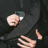 Якісна велика сумка -  бананка на 8 кишень, чоловіча жіноча поясна сумка, чорна DN-465 з тканини, фото 3