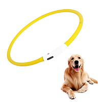 Светящийся LED ошейник для собак 70 см Желтый