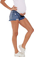 A01# Blue XX-Large Жіночі рвані джинсові шорти для вагітних Foucome. Літні потерті джинсові шорти