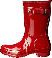 10 Military Red - Gloss Жіночі оригінальні короткі дощові черевики Hunter