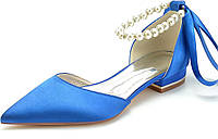 10.5 Royal Женские туфли-лодочки с острым носком Жемчужные атласные свадебные туфли для невесты На плоско