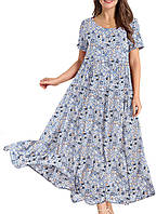 As Picture347 Large Женское повседневное свободное богемное платье с цветочным принтом YESNO и карманами,