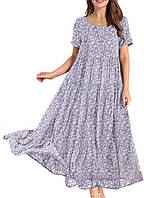 As Picture345 Large Женское повседневное свободное богемное платье с цветочным принтом YESNO и карманами,