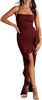Fuchsia X-Large ANRABESS Женские платья для выпускного вечера без рукавов Bodycon Ruffle Side Split Party
