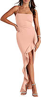 Light Pink Large ANRABESS Женские платья для выпускного вечера без рукавов Bodycon Ruffle Side Split Part