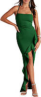 Dark Green X-Large ANRABESS Женские платья для выпускного вечера без рукавов Bodycon Ruffle Side Split Pa